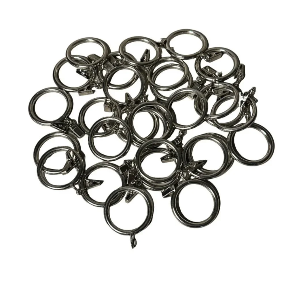 Curtain Rod Rings Clips Set Metal Lot of 20 Round Drapery Window 2.25